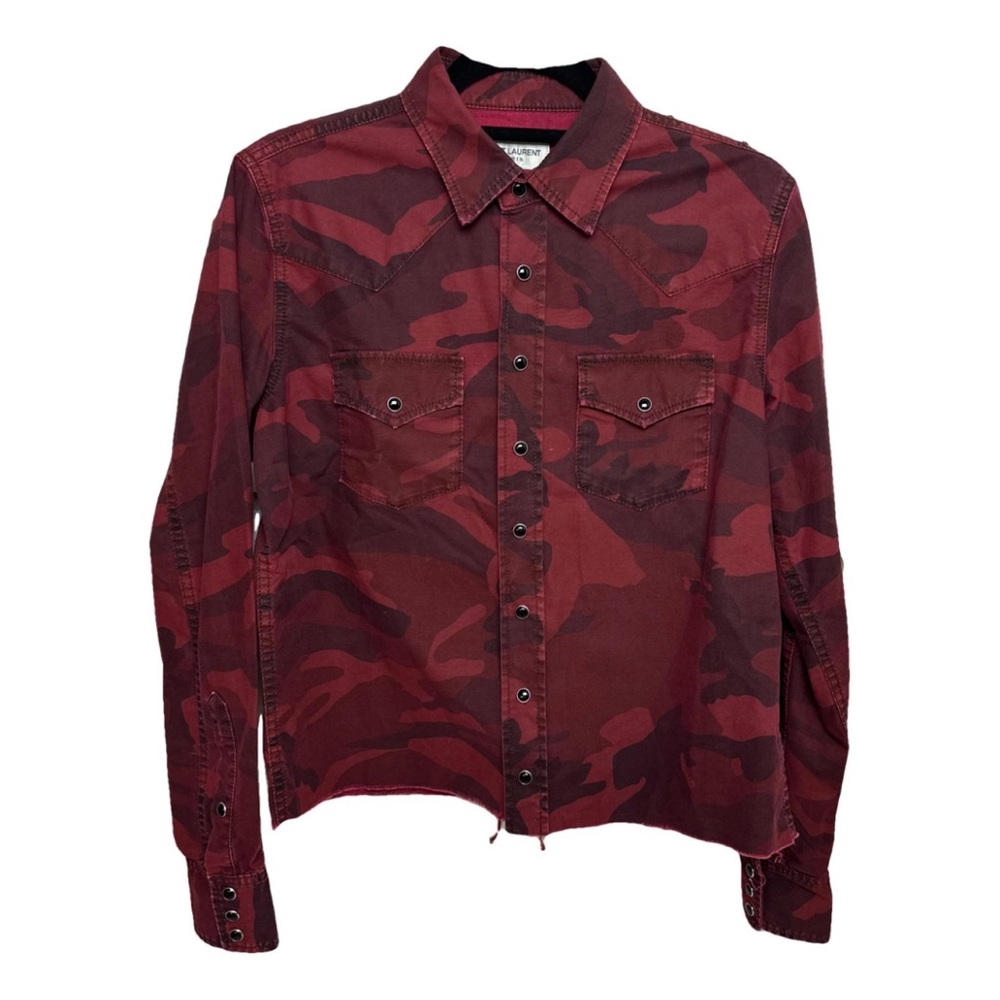 Saint Laurent Red Camouflage Button-Up Shirt